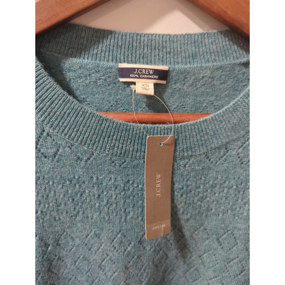 J Crew 100% Cashmere Crewneck Pointelle Sweater NWT - Picture 2 of 5